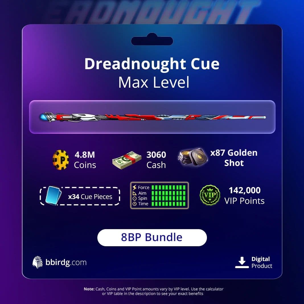 Dreadnought Cue Max Level Bundle | 8 Ball Pool