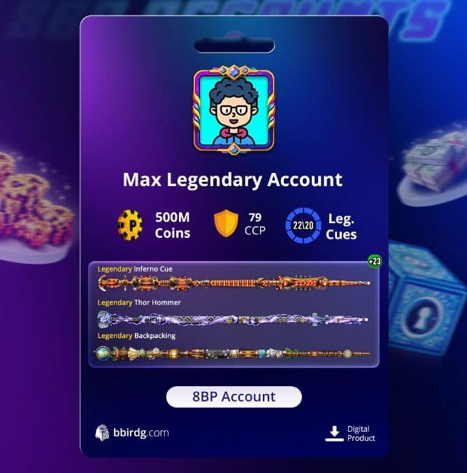 500M Coins | x20 Legendary Cues | 8 Ball Pool Account