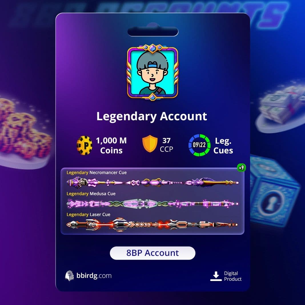 1 Billion Coins & | x9 Legendary Cues | 8 Ball Pool Account