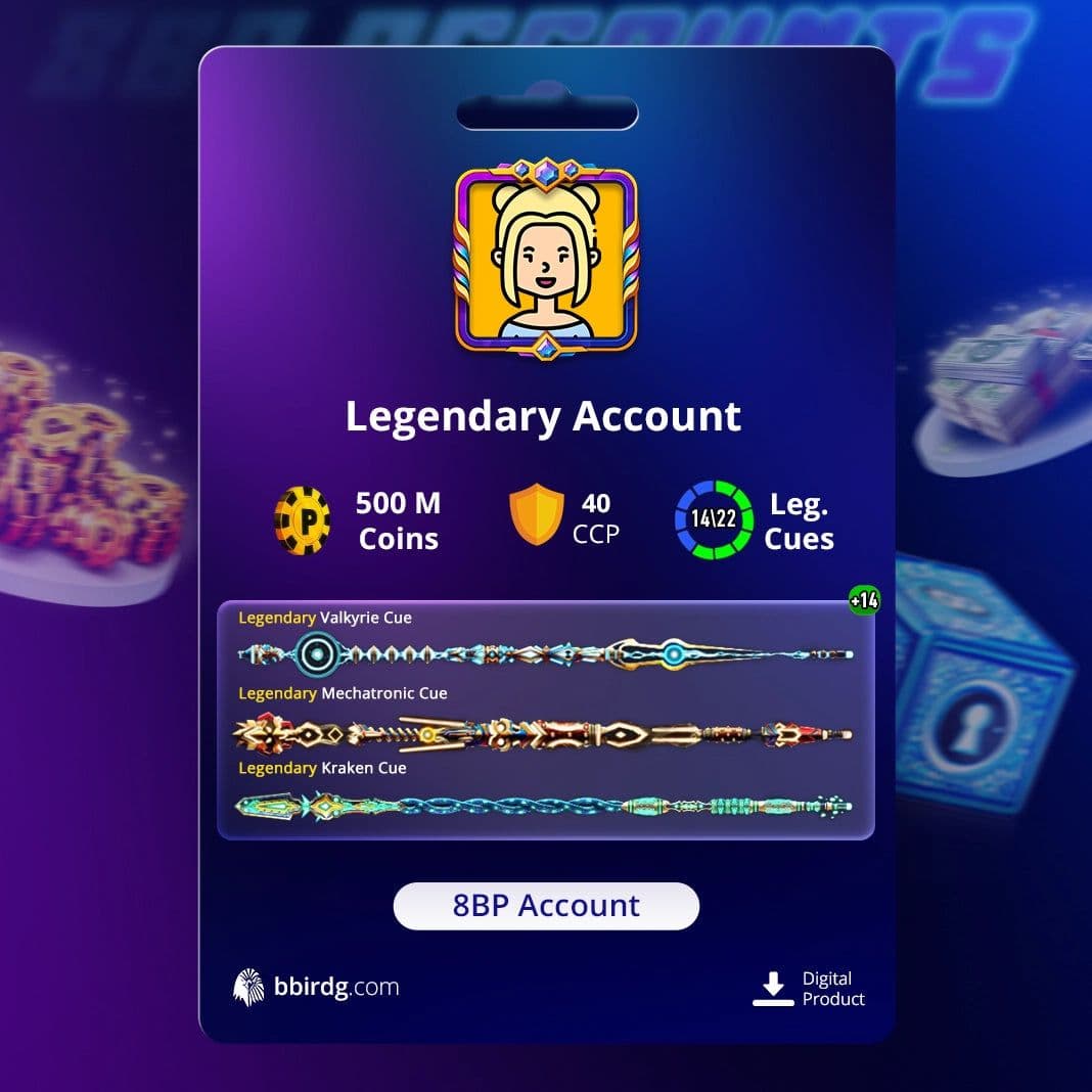 500M Coins | x14 Legendary Cues | 8 Ball Pool Account