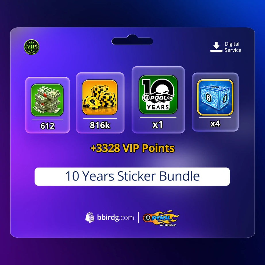 10 Years Sticker Bundle | 8 Ball Pool