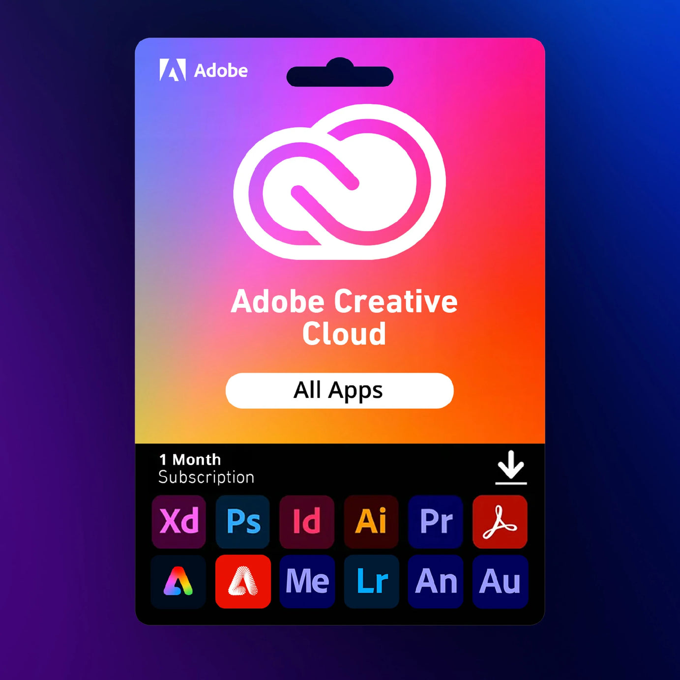 Adobe Creative Cloud Todas las aplicaciones: 1 mes 