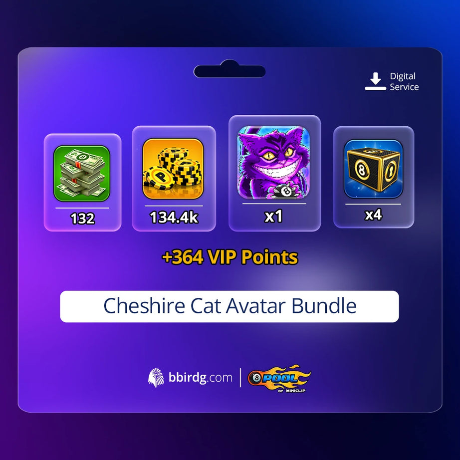 Cheshire Cat Avatar Bundle | 8 Ball Pool