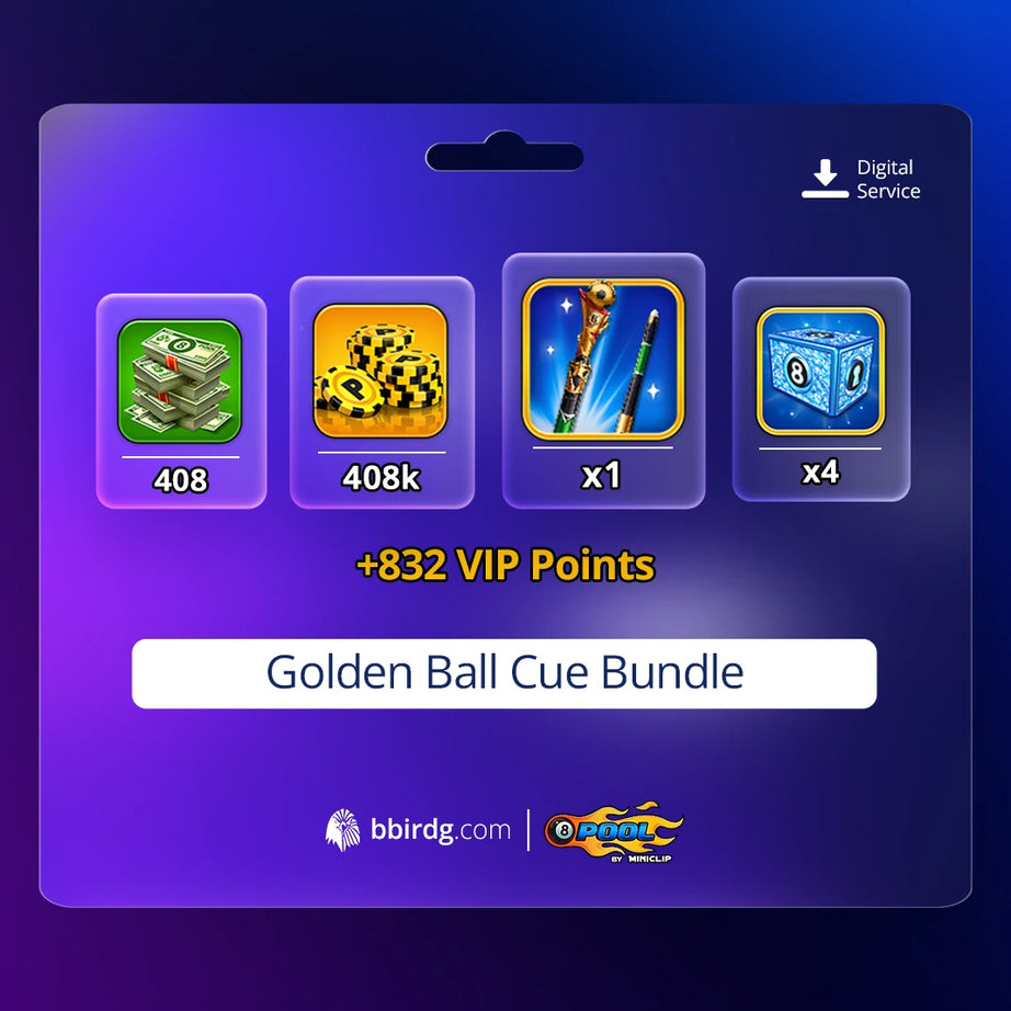 Golden Ball Cue Bundle | 8 Ball Pool