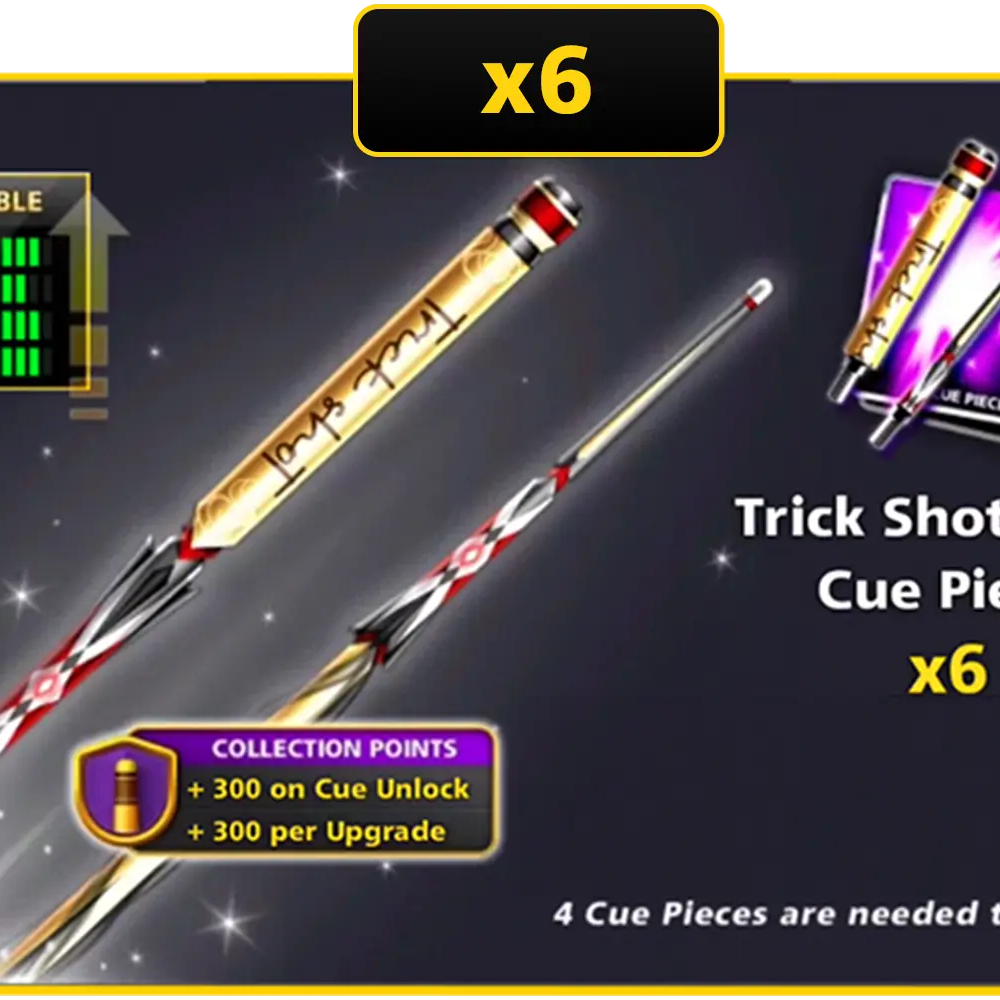 x6 Trick Shot Guru Cue Pieces | 8 Ball Pool - BlackBird Store