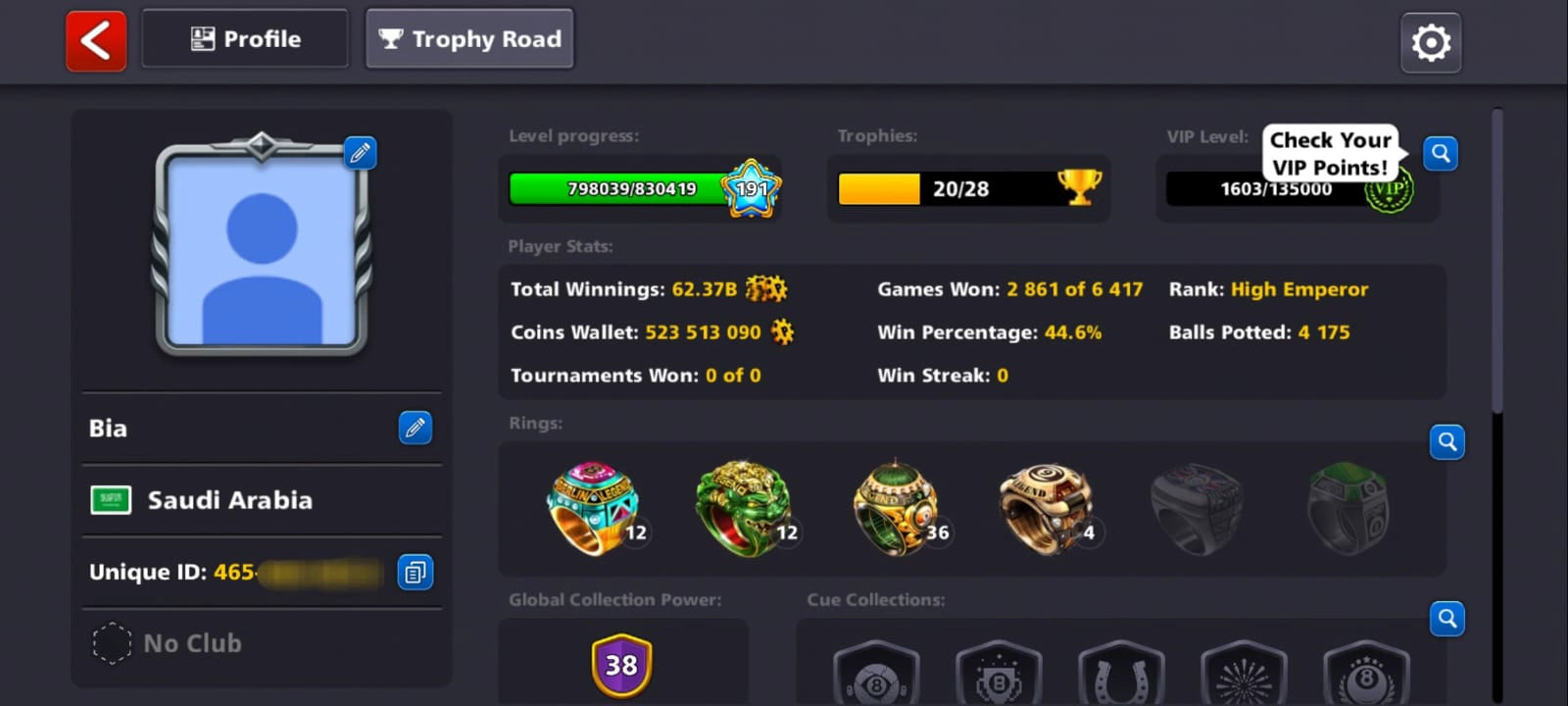 500 مليون كوينز و ٩ عصي أسطورية | حساب 8 Ball Pool