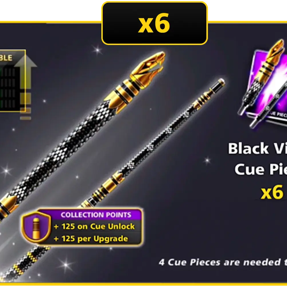 x6 Black Viper Cue Pieces | 8 Ball Pool - BlackBird Store