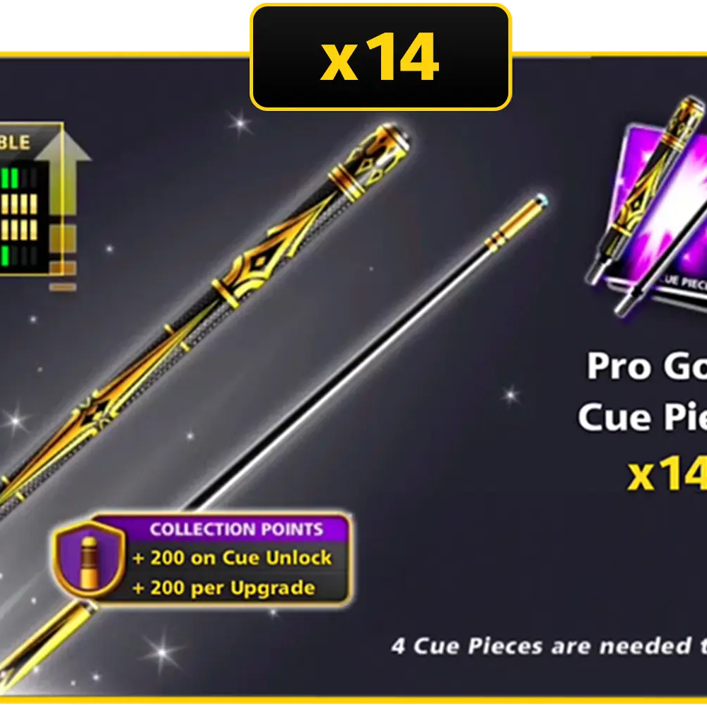 x14 Pro Gold Cue Pieces | 8 Ball Pool - BlackBird Store