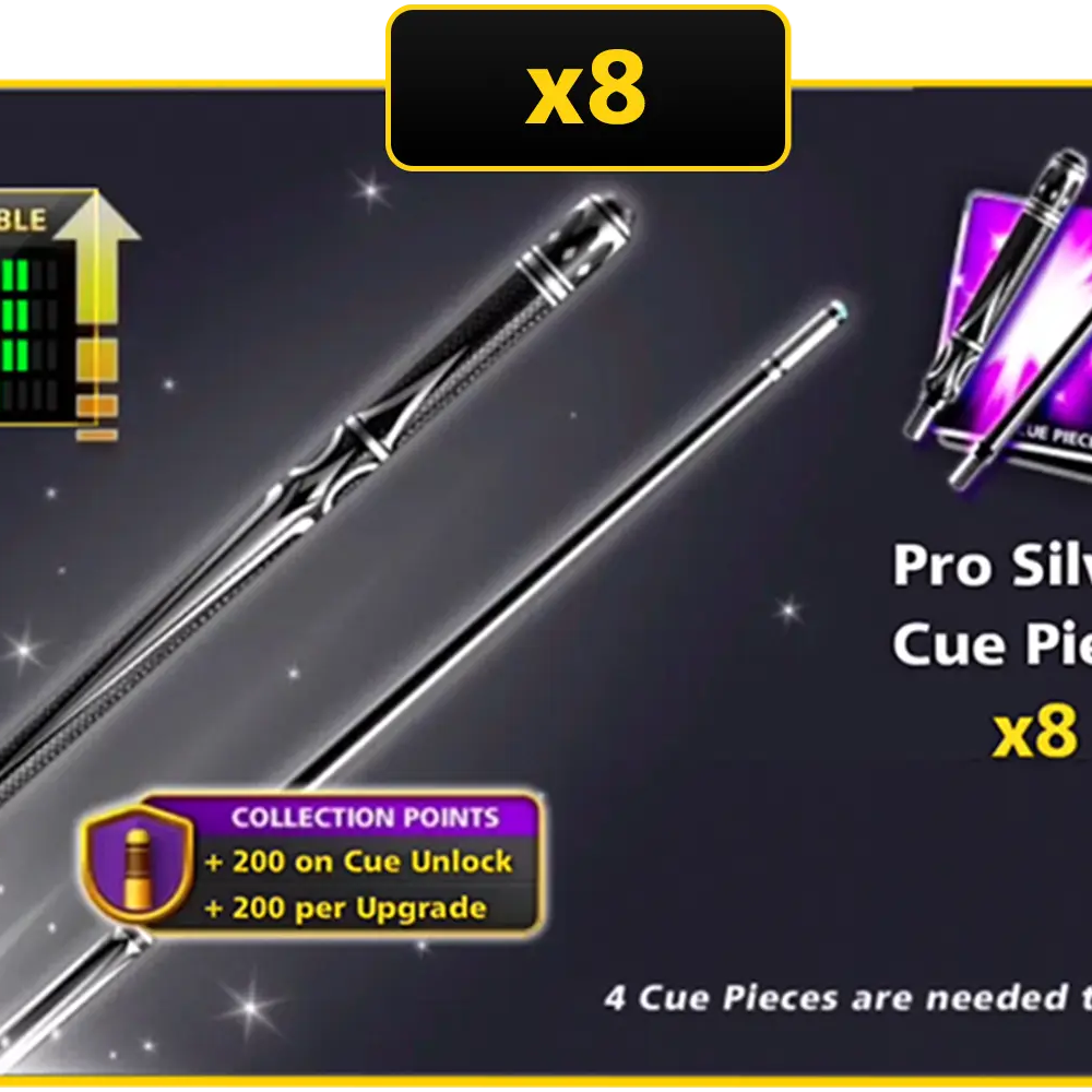 x8 Pro Silver Cue Pieces | 8 Ball Pool - BlackBird Store