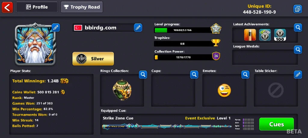 x100 Legendary Box, 500 Million Coins, 3000 Cash | Miniclip Account | 8 Ball Pool - BlackBird Store