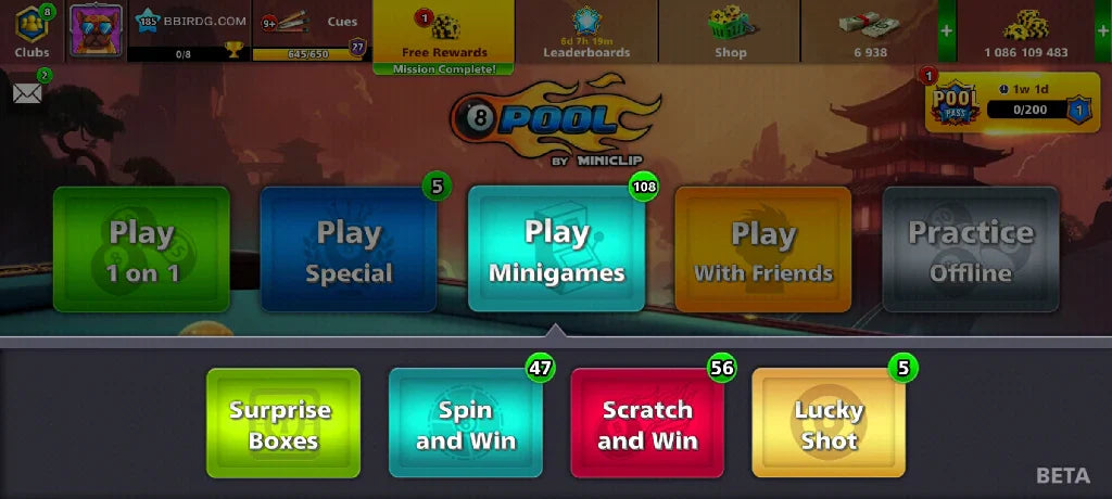 1 Billion Coins & 6900 Cash | 8 Ball Pool Account