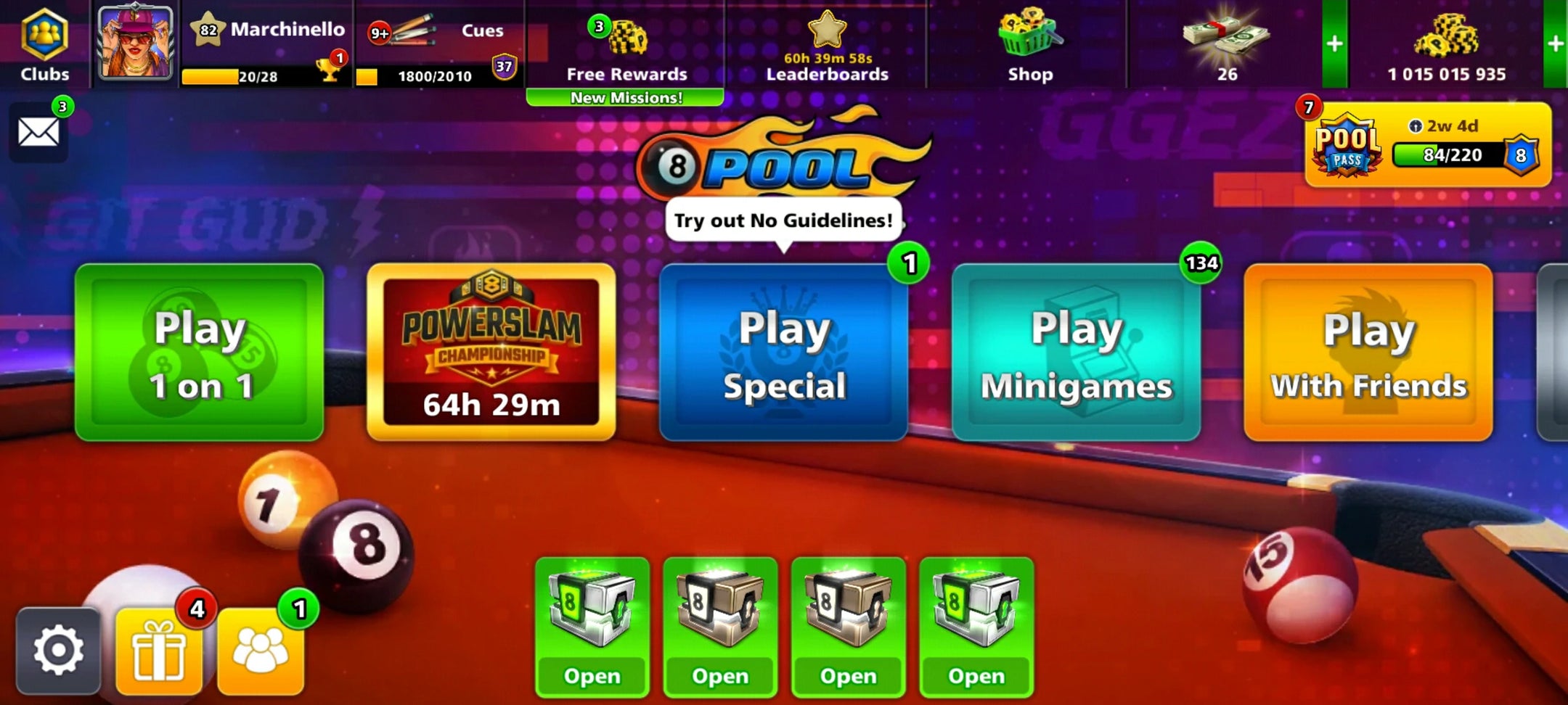 1 Billion Coins & 11 Legendary Cues | 8 Ball Pool Account