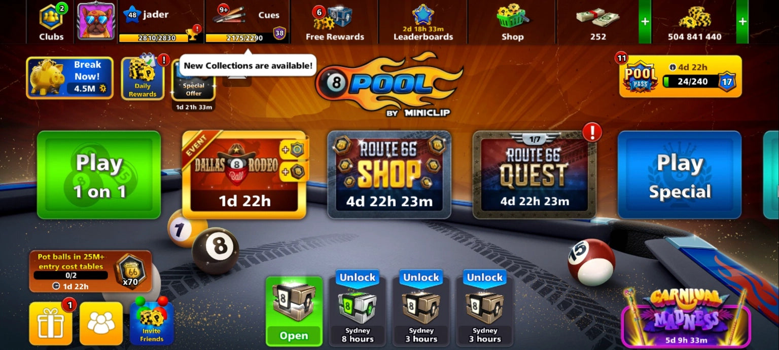 500M Coins | x14 Legendary Cues | 8 Ball Pool Account