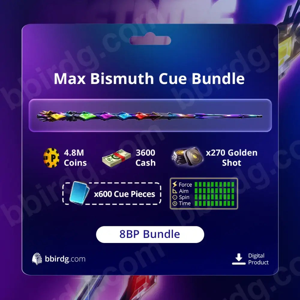 Bismuth Animated Cue Bundle - Max Level | 8 Ball Pool 8BP Deals