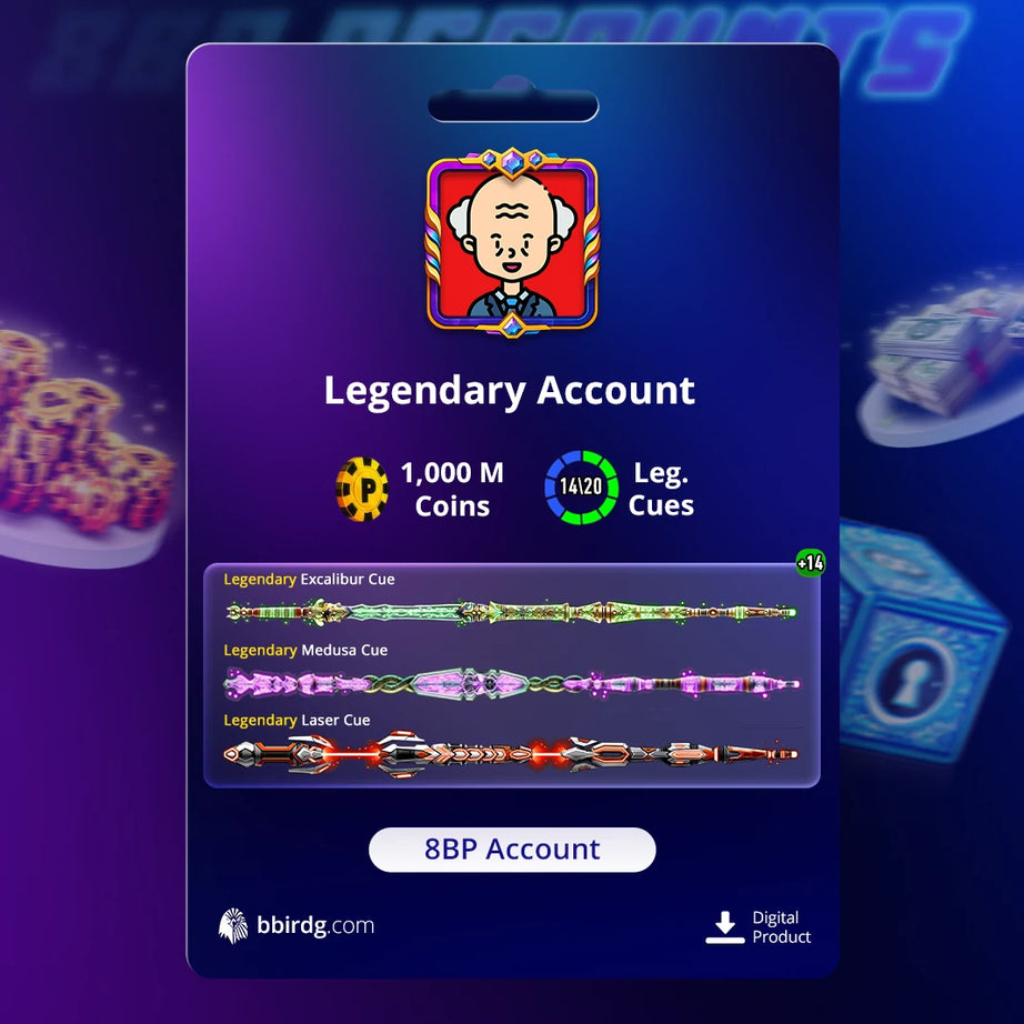 1000 millones de monedas, 1 taco legendario y caja de 66 patas | Cuenta de 8 Ball Pool