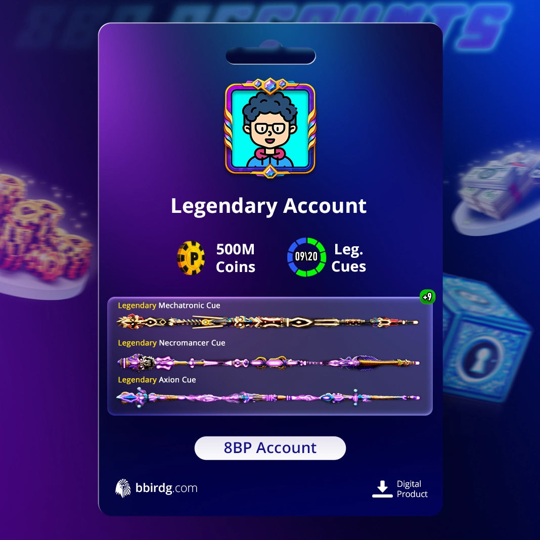 500M Coins | x9 Legendary Cues | 8 Ball Pool Account