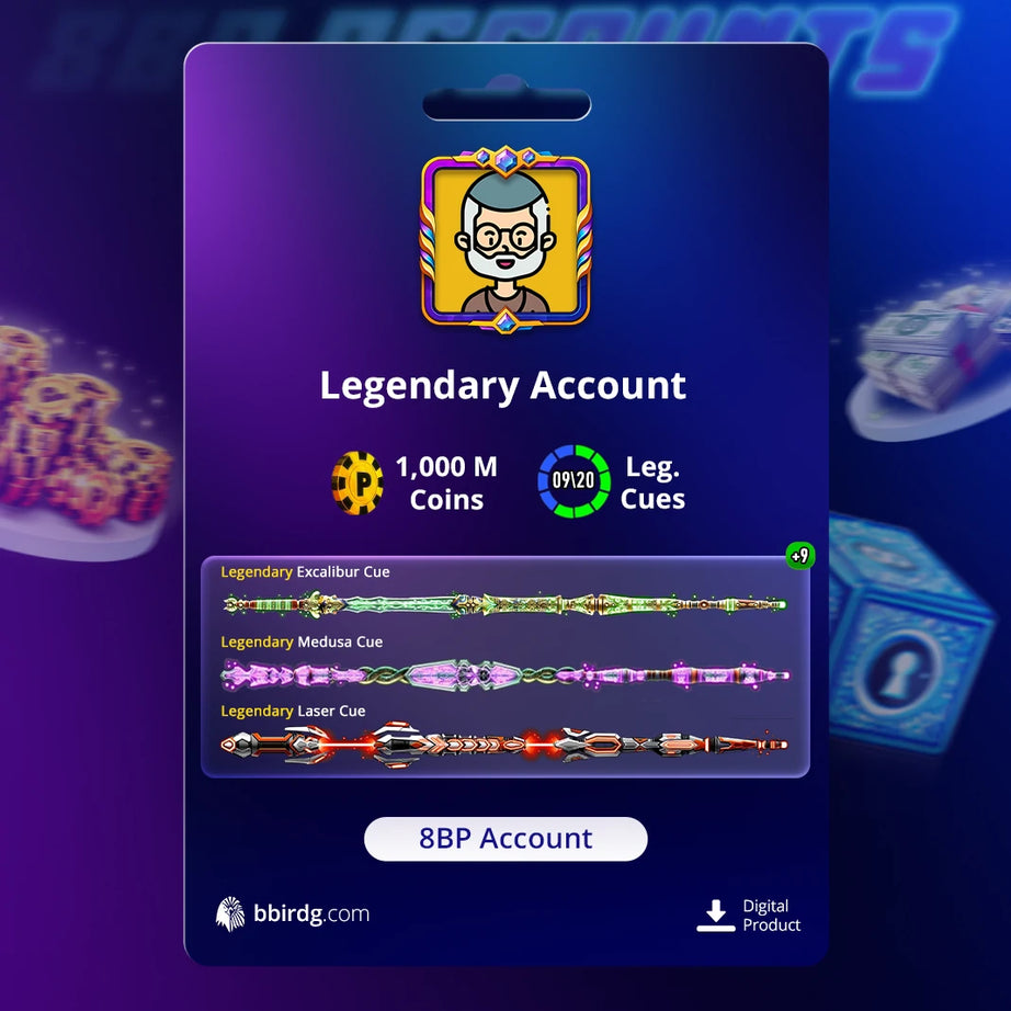 1 Billion Coins and 9 Legendary Cues | 8 Ball Pool Account