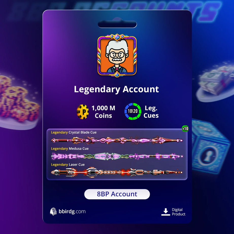 1 Billion Coins and 10 Legendary Cues | 8 Ball Pool Account